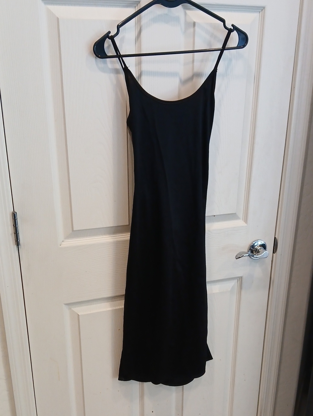 5/25 Charlotte Russe Black Midi Slip Dress with Spaghetti Straps